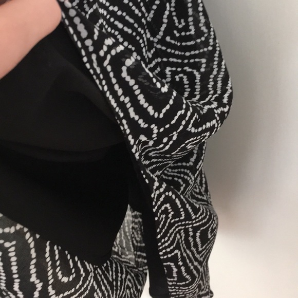 LOFT Sheer Overlay Patterned Tie Dress - Picture 8 of 9